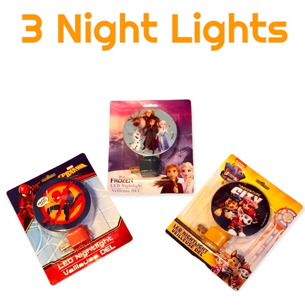 3 Children’s Character LED Nightlights! Frozen, Paw Patrol & Spider-Man!